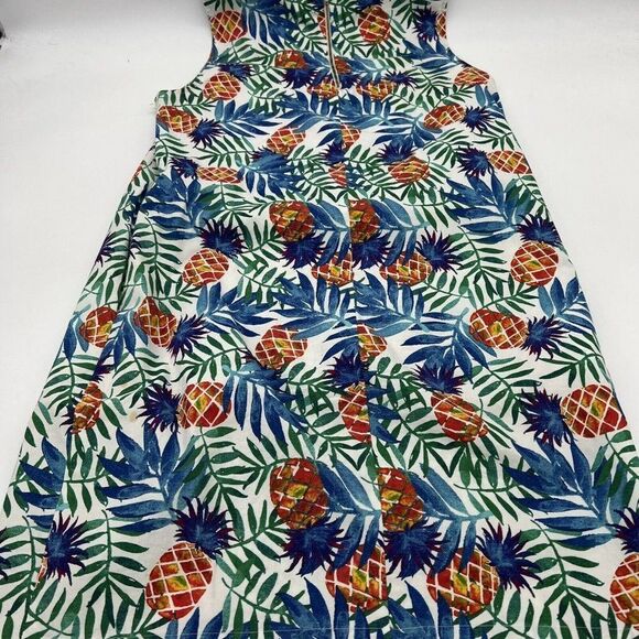 Tabitha Webb Dress Pineapple Print Sleeveless Palm Leaves Tropical Zip Size 4 - Picture 6 of 6